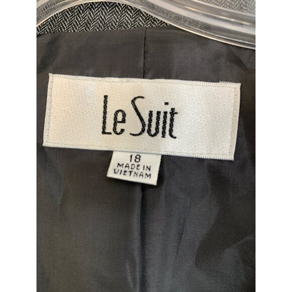 NWT Le Suit 18 Grey Herringbone 2 Piece Womens Suit Set Cuffable RDD10666 - Picture 2 of 11